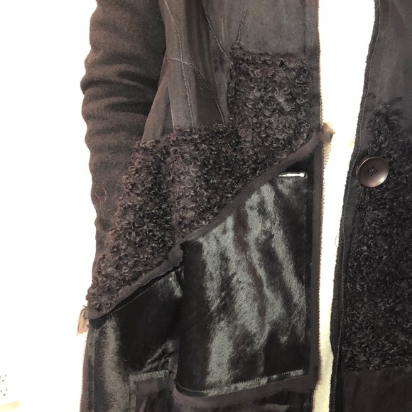Black fancy coat with genuine cow hide pockets. - Picture 4 of 6